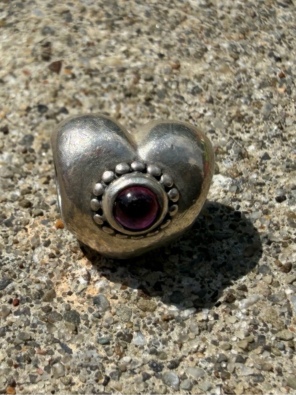 Pandora Sterling Silver Treasured Heart Rhodolite Charm #790573RHL